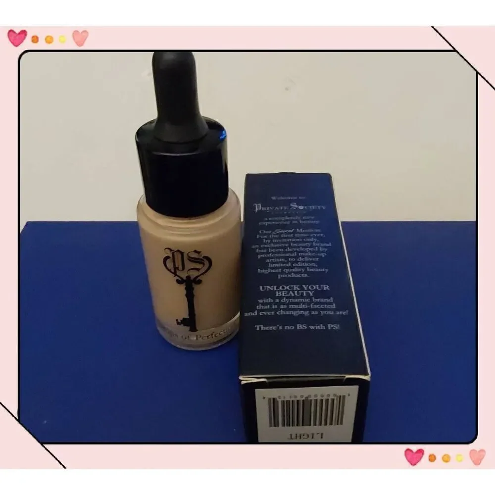 BNIB~Private Society Cosmetics Drops of Perfection Buildable Foundation in Light